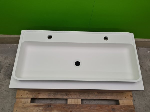 VT Wonen Badmeubelset 100x50cm bestaande uit onderkast kleur Oak wastafel Polystone mat wit