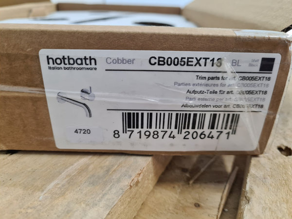 Hotbath Cobber afbouwdeel inbouwwastafelmengkraan met 18 cm uitloop, mat zwart
