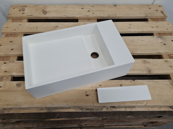 Wastafel 50 x 30 x 15 cm solid surface wit zonder kraangat