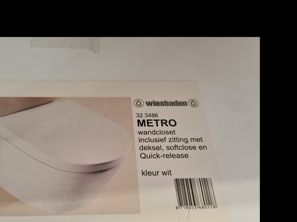 Wiesbaden Metro hangend toilet diepspoel met softclose en quickrelease zitting, wit