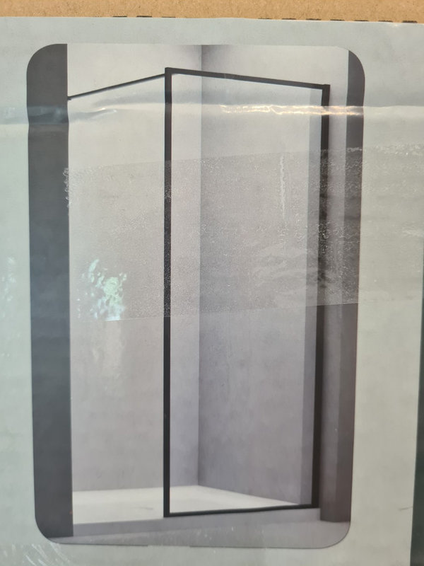 Douchewand 30 x 200 cm zwart kader (bva augustus 2022)