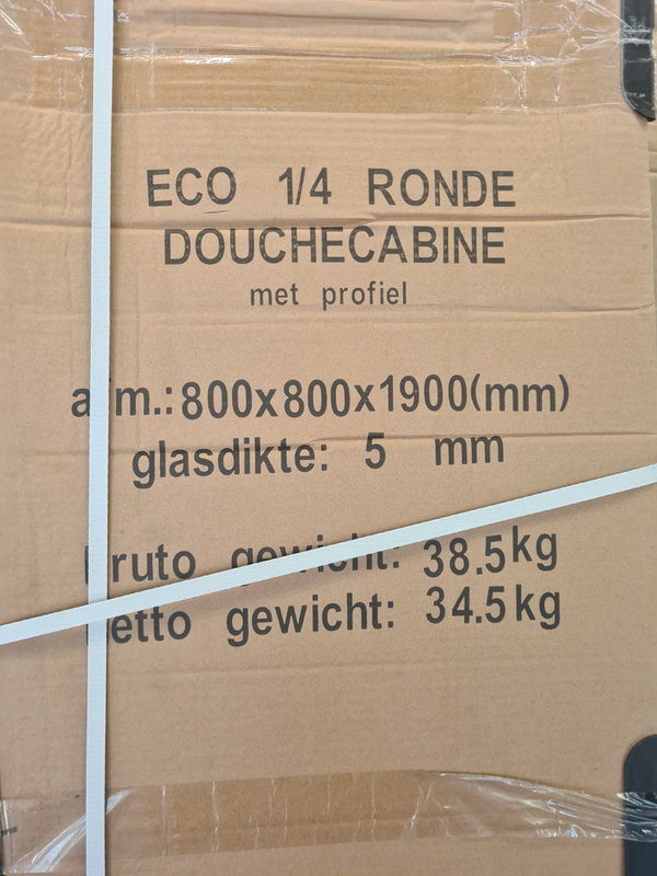 Wiesbaden Douchecabine 80 x 80 x 190 cm kwart rond helder glas /chroom profielen