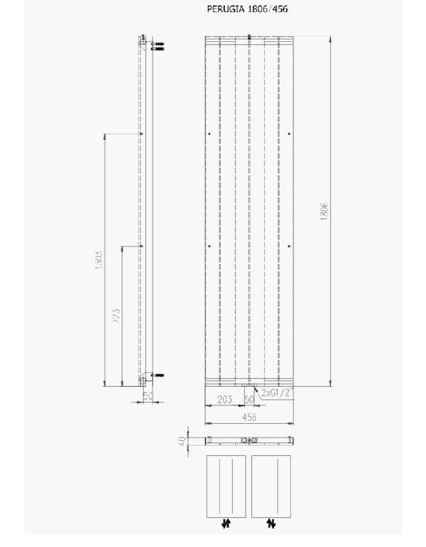 Plieger Radiator 180 x 46 cm vlak wit 802 watt