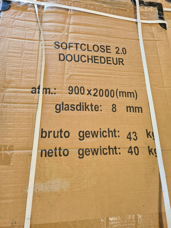 Wiesbaden Douchedeur 90 x 200 cm softclose helder glas en chroom profielen