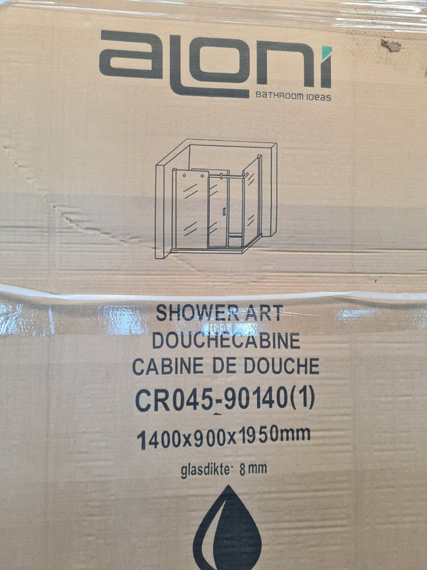 Aloni Douchecabine 140 x 90 x 195 cm schuifdeur chroom profiel en helder glas