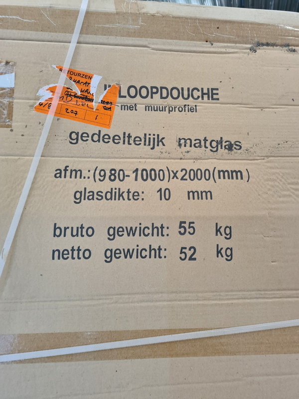 Wiesbaden Douchewand 100 x 200 cm gedeeltelijk matglas / chroom profiel
