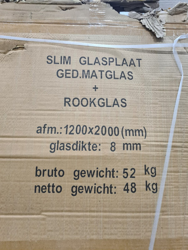 Wiesbaden Douchewand 120 x 200 cm gedeeltelijk matglas rookglas met koperen profielset