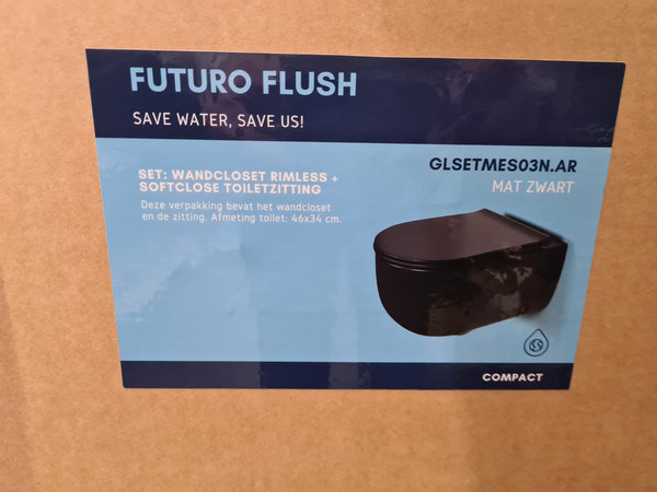 Globo Futuro Flush wandcloset met closetzitting softclose zwart 46 x 34 cm