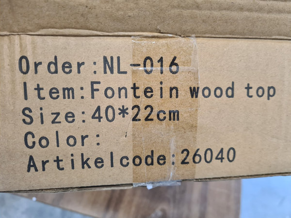 Differenz Fonteinplanchet 40 x 22 x 8 cm hout met handdoekrek