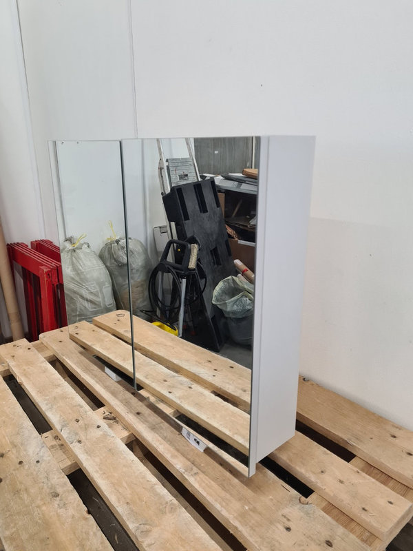 Sanibell Spiegelkast 77 x 60 x 14 cm grijs met glazen legplanken