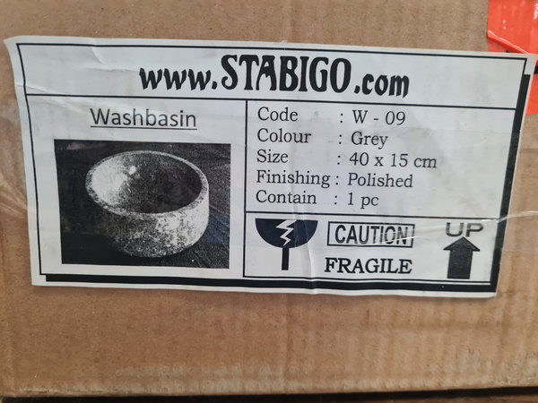 Stabigo Opzetwastafel 40 x 15 natuursteen grey polished