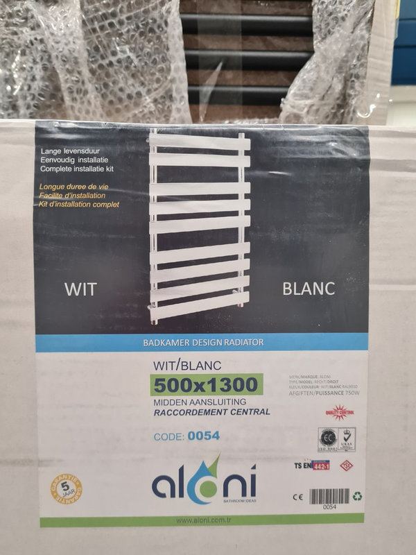 Aloni Flora radiator 130 x 50 cm wit zij aansluitingen (B)