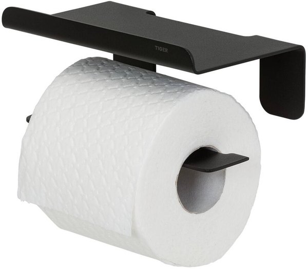 Tiger Colar toiletrolhouder met planchet Zwart