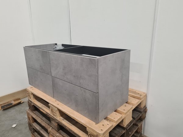 Onderkast 120 x 46 cm betonlook met zwarte grepen (B)