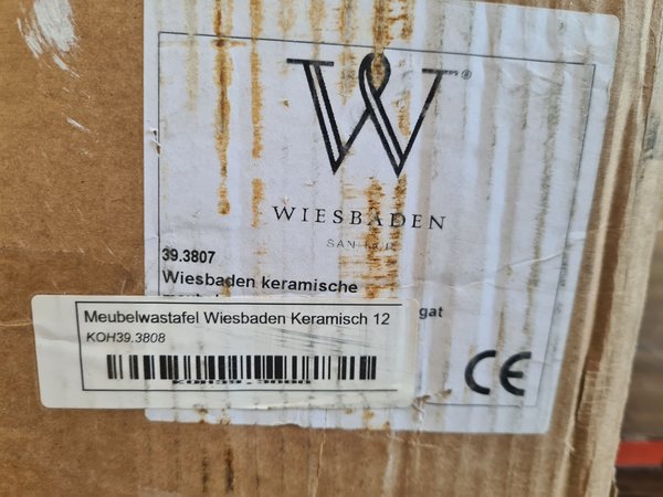 Wiesbaden Kera Wastafel 120 x 46 cm wit keramiek zonder kraangaten