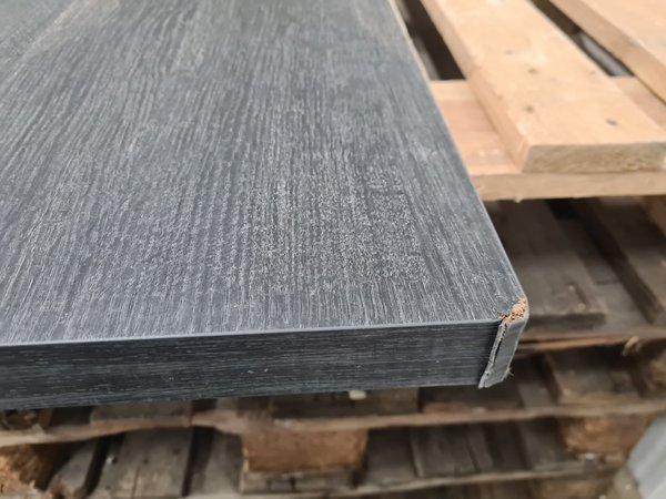 Wastafelblad 160 x 46 x 3,5 cm houtskool zwart hout (B)