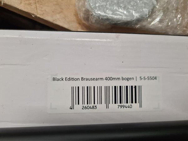 Wandarm Brauer Black Edition Gebogen 40 cm Mat Zwart
