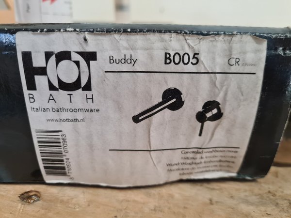 Inbouwdeel Hotbath Buddy met rechte uitloop chroom - B005CR (B)