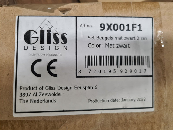 Gliss Design set plankdrager 42 x 20 x 2 cm mat zwart