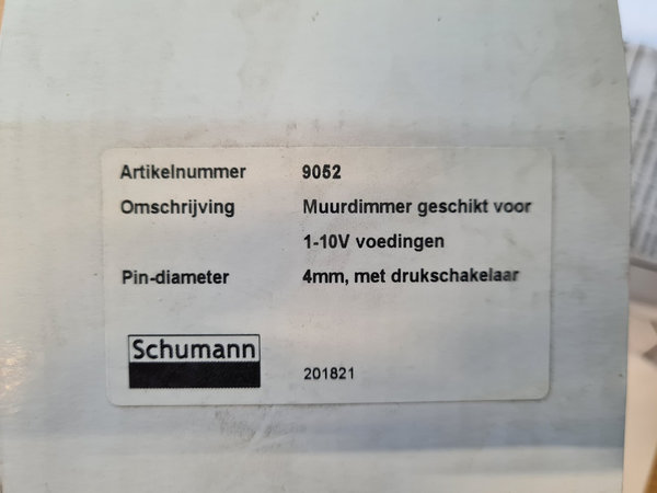 Schumann Hasler muurdimmer inbouw 1-10 volt met drukschakelaar 9052 / 201821