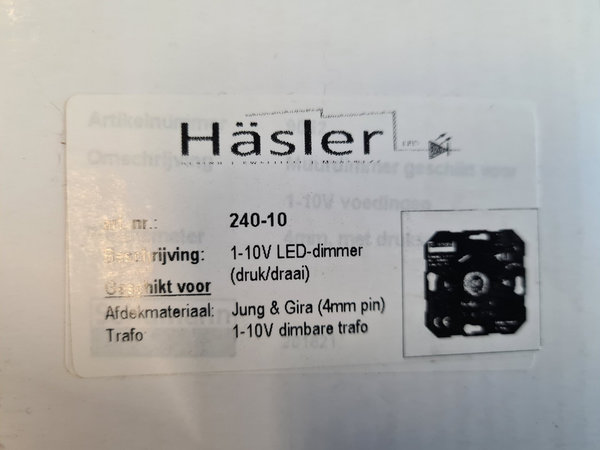 Schumann Hasler muurdimmer inbouw 1-10 volt met drukschakelaar 9052 / 201821