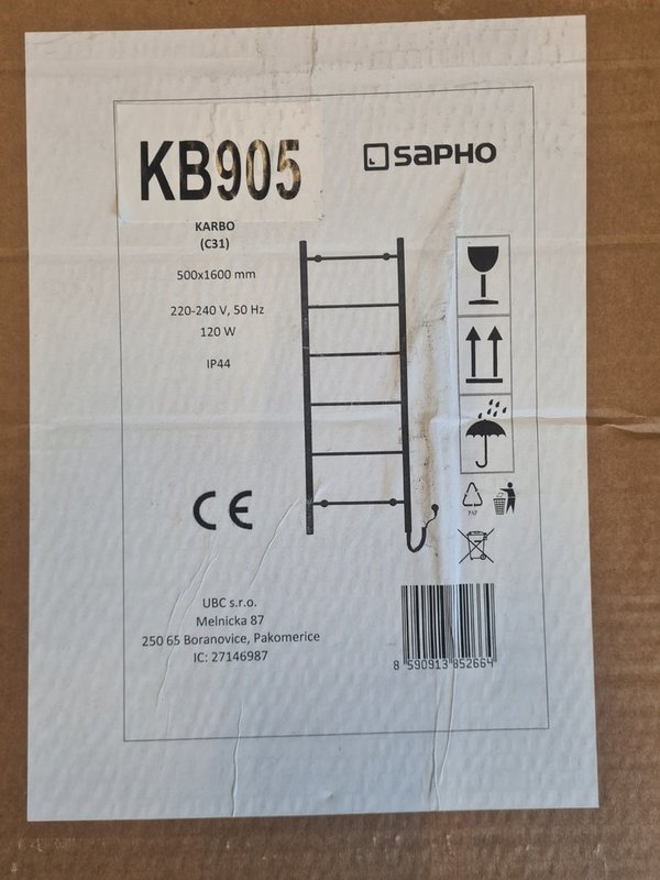 Elektrische Handdoekradiator Sapho Karbo 50x160 cm Zwart